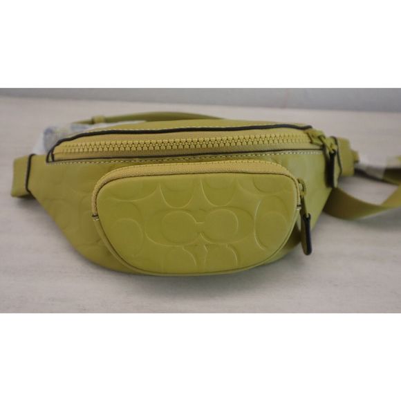 Coach CH073 Women's Chartreuse Signature Leather Sprint Mini Belt Bag $350 - Picture 1 of 16
